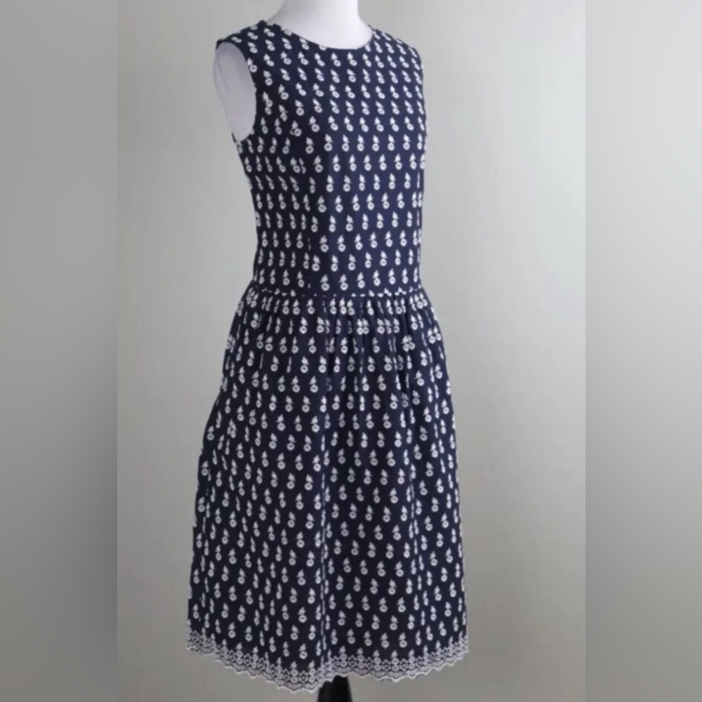 Brooks Brothers Navy Blue Dress with White Pattern